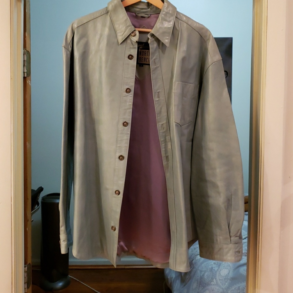 Blue leather shirt